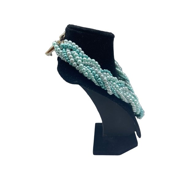 Shades of Green Twisted Pearl Necklace and Earring Set by Sophia Collection - Picture 5 of 10